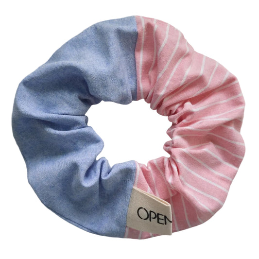 Chouchou OCHIE - Bleu ciel rayures fine rose